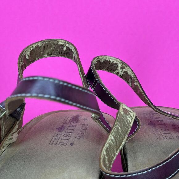 L'Artiste by Spring Step Lizzie Perforated Deep Purple Leather Mary Jane Sz 42 - Picture 6 of 8